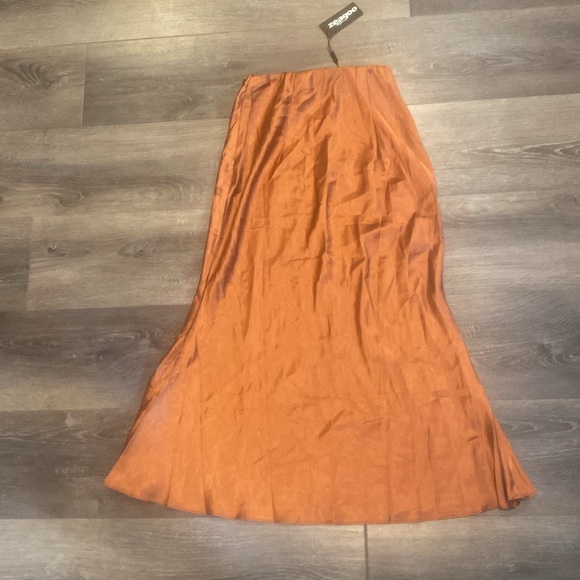 Zeagoo Womens Silk Rustic Orange Skirt XS NWT - Picture 8 of 8